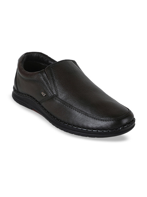 

ID Men Coffee Brown Leather Semi-Formal Slip-on Shoes