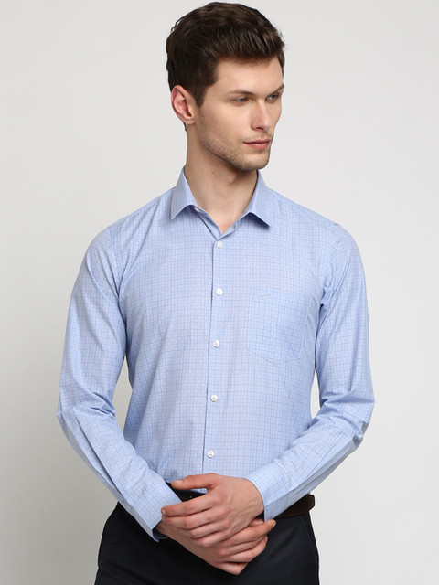 

Crocodile Men Blue Slim Fit Checked Formal Shirt