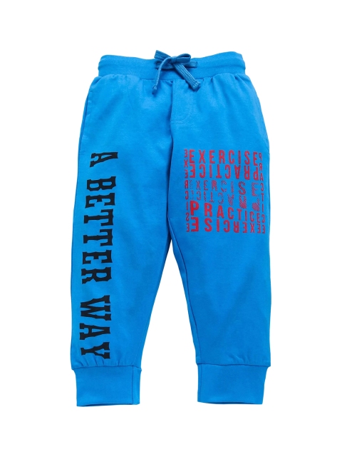 

KiddoPanti Boys Blue Printed Regular-Fit Joggers