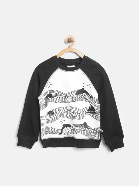 

Nauti Nati Boys White & Black Printed Pullover Sweatshirt