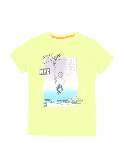 

Pantaloons Junior Boys Lime Green Printed Round Neck T-shirt