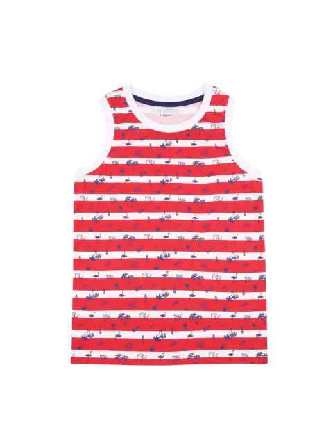 

Pantaloons Junior Boys Red Printed Round Neck Pure Cotton T-shirt