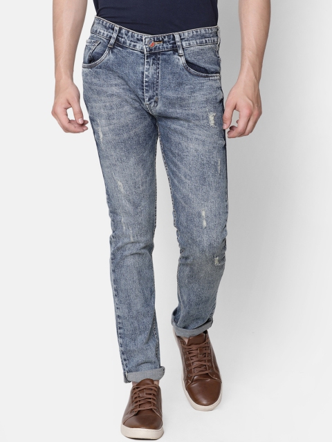 

CINOCCI Men Blue Slim Fit Mid-Rise Low Distress Stretchable Jeans