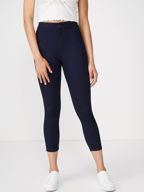 

COTTON ON Women Blue Skinny Fit High-Rise Clean Look Jeans, Navy blue