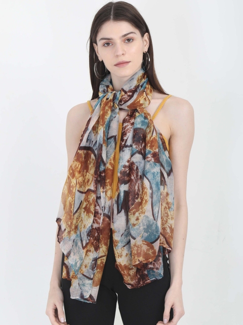 

FabSeasons Women Yellow & Brown Printed Scarf