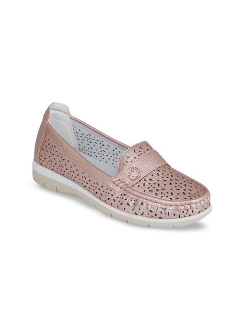 

pelle albero Women Rose Gold-Toned Laser Cut Loafers