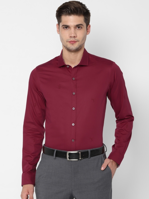 SIMON CARTER LONDON Men Maroon Slim Fit Solid Formal Shirt