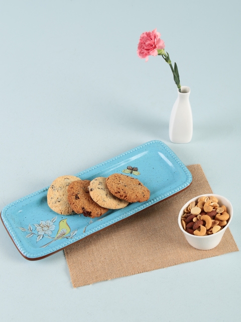 

Chumbak Blue Printed Flora Bird Plate