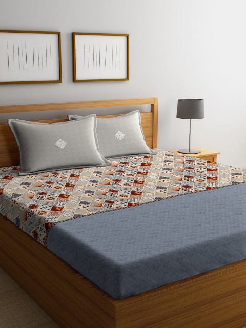 

Portico New York Multicoloured Geometric 210 TC Cotton 1 King Bedsheet with 2 Pillow Covers, Multi