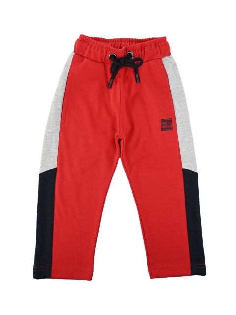 

Stupid Cupid Boys Red & Grey Colourblocked Straight Fit Track Pants