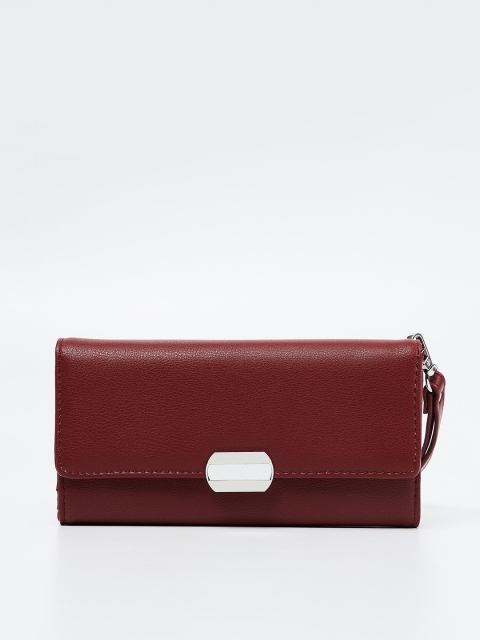 

Ginger by Lifestyle Women Burgundy Solid Three Fold Wallet