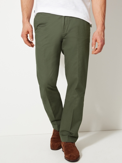 

Marks & Spencer Men Olive Green Regular Fit Solid Formal Trousers