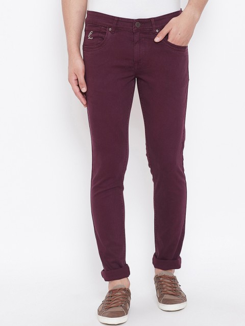 

Canary London Men Maroon Skinny Fit Low-Rise Clean Look Stretchable Jeans