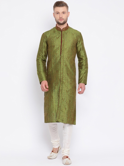 

Sanwara Men Green Printed Straight Kurta
