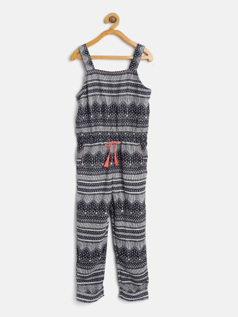 

Nauti Nati Girls Black & White Printed Basic Jumpsuit