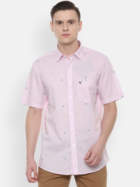 

Allen Solly Men Pink Slim Fit Printed Casual Shirt