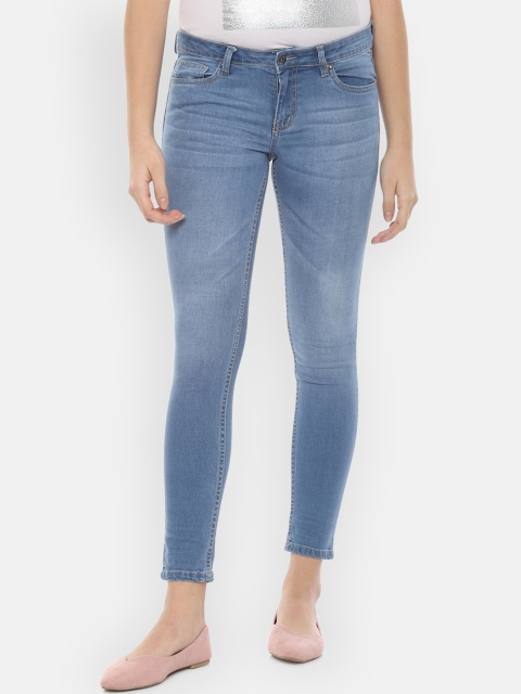 

People Women Blue Regular Fit Mid-Rise Clean Look Stretchable Jeans