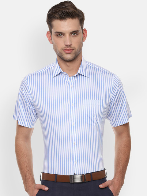 

Van Heusen Men Blue & Off-White Regular Fit Striped Formal Shirt