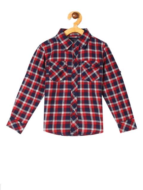 

Cherokee Boys Red & Blue Regular Fit Checked Casual Shirt