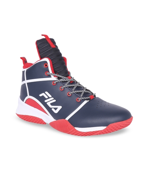 

FILA Men Navy Blue Mesh Mid-Top Basketball Shoes