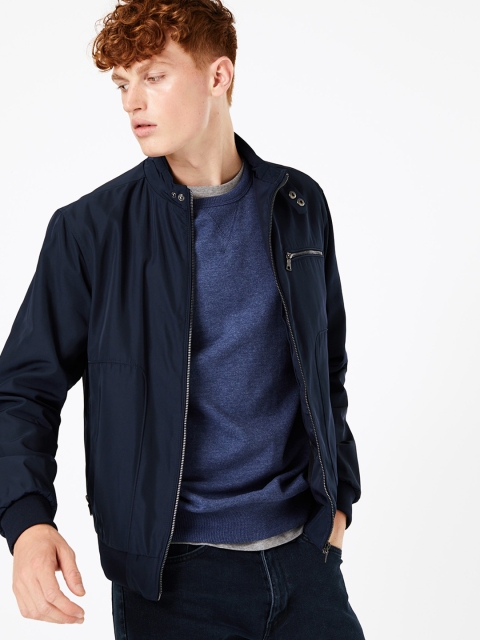 

Marks & Spencer Men Navy Blue Solid Jacket