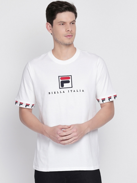

FILA Men White Printed Round Neck T-shirt
