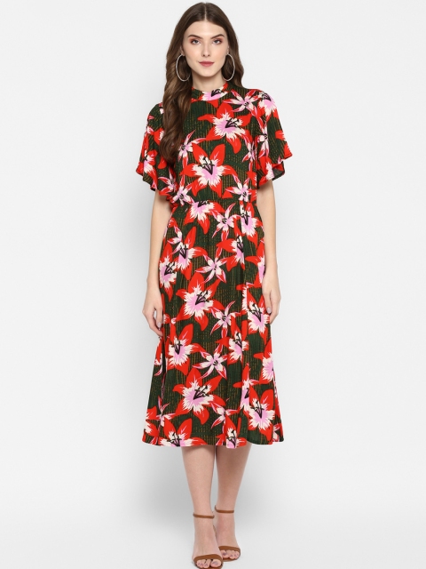 

MIAMINX Women Black Floral Printed Blouson Dress