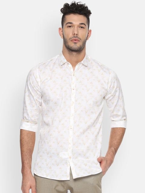 

V Dot Men White & Beige Slim Fit Printed Casual Shirt
