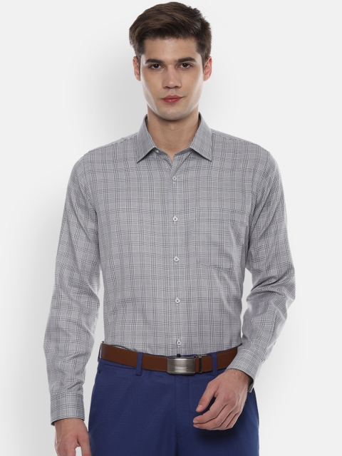 

Van Heusen Men Grey & White Slim Fit Checked Formal Shirt