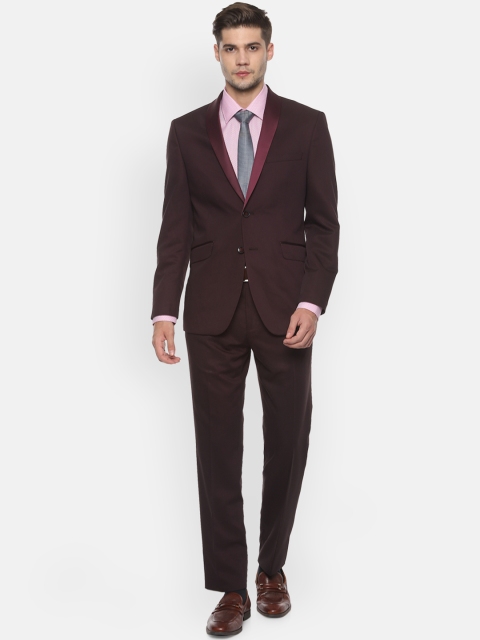 

Van Heusen Men Maroon Solid Slim Fit Suit