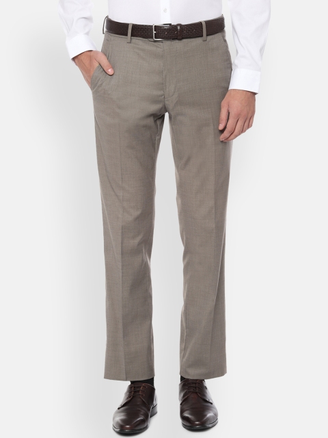 

Van Heusen Men Taupe Slim Fit Solid Formal Trousers