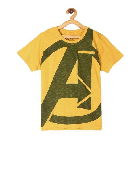 

Colt Boys Yellow Avengers Graphic Printed Round Neck Pure Cotton T-shirt