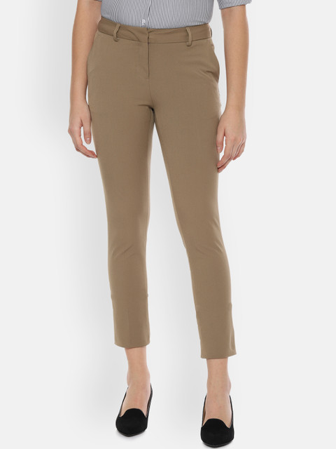 

Allen Solly Woman Women Beige Slim Fit Solid Regular Trousers