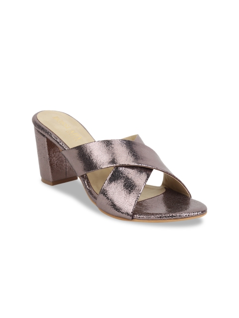 

SCENTRA Women Gunmetal-Toned Solid Mules, Metallic