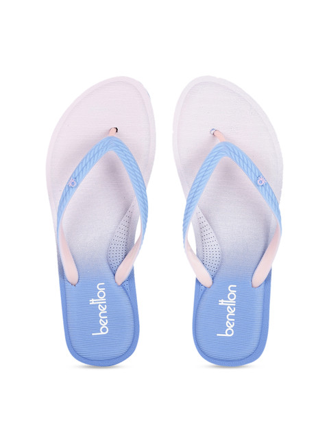 

United Colors of Benetton Women Blue Printed Thong Flip-Flops