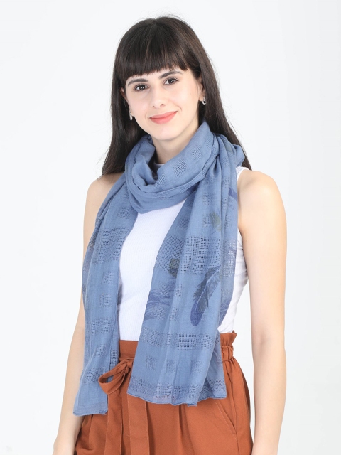

FabSeasons Women Blue Self-Design Scarf