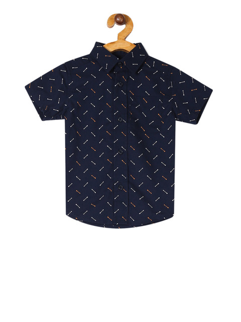 

The Childrens Place Boys Navy Blue Regular Fit Printed Casual Shirt