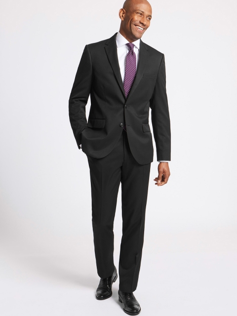 

Marks & Spencer Men Navy Blue Slim Fit Solid Formal Trousers