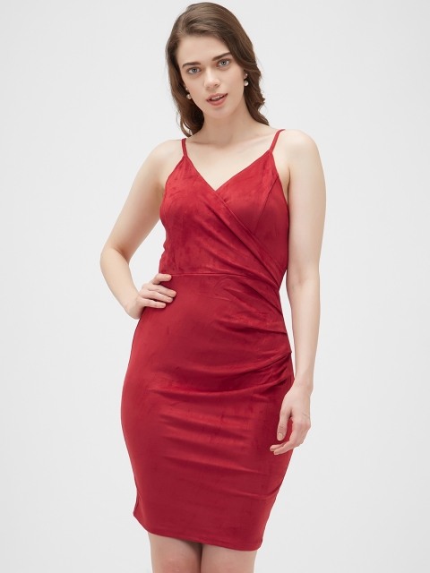 

bebe Women Solid Red Sheath Dress