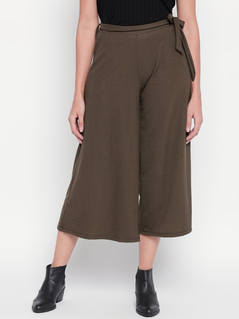 

Honey by Pantaloons Women Olive Brown Flared Solid Culottes