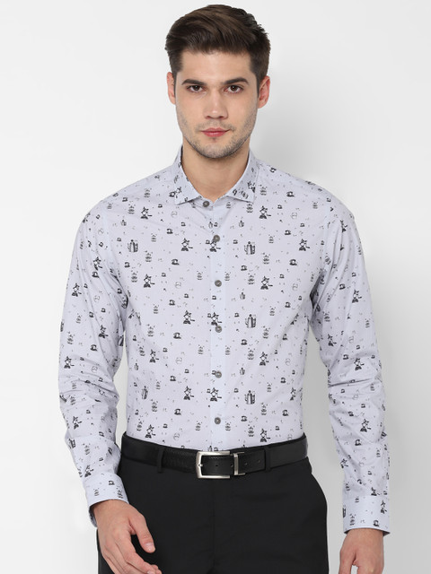 

SIMON CARTER LONDON Men Grey Slim Fit Printed Formal Shirt