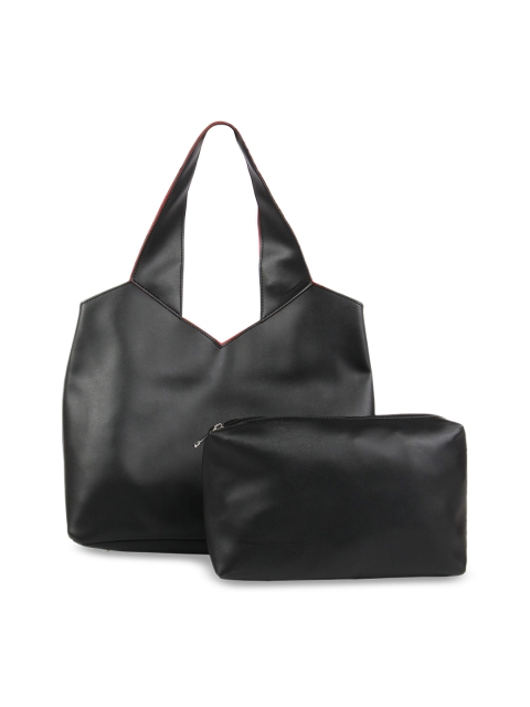 

Toteteca Black Solid Handheld Bag With A Pouch