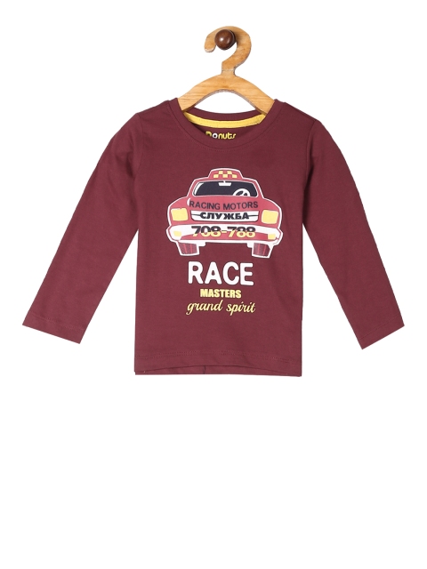 

Donuts Boys Maroon Printed Round Neck T-shirt