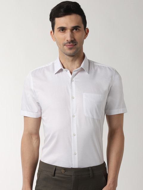 

Peter England Men White Slim Fit Solid Formal Shirt