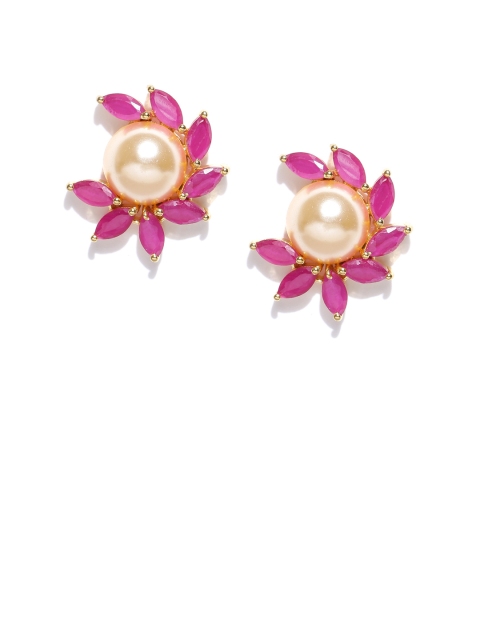 

AADY AUSTIN Gold-Plated Pink Handcrafted Floral Studs