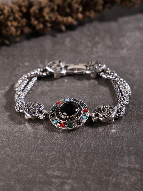 

Shining Diva Silver-Toned Alloy Charm Bracelet