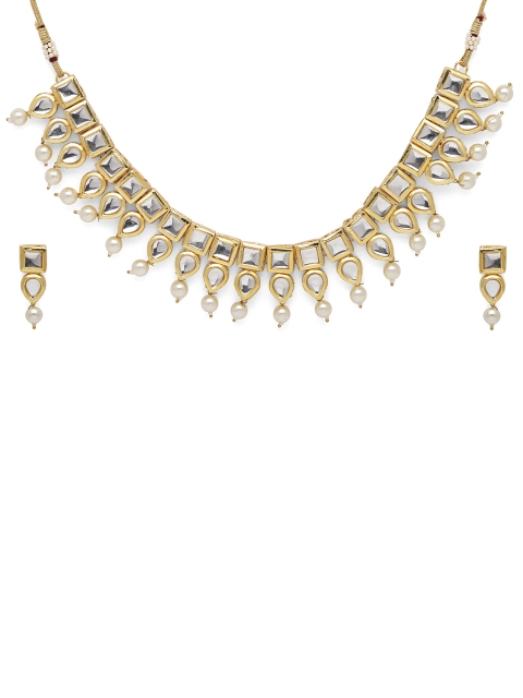 

Fabstreet Women Gold-Plated & White Embellished Handcrafted Jewellery Set