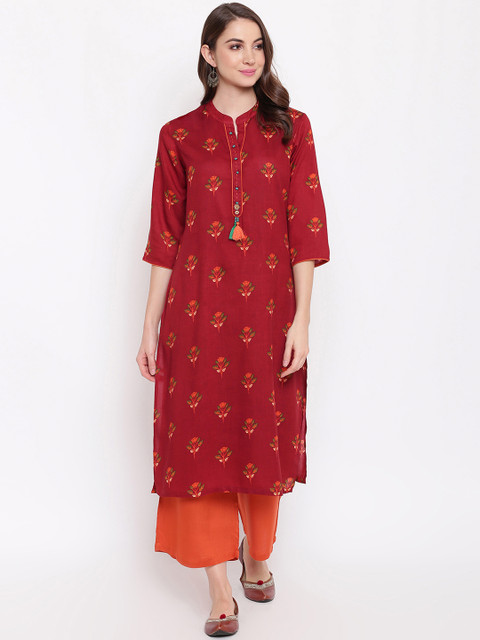 

Napra Women Maroon & Orange Printed Kurta with Palazzos