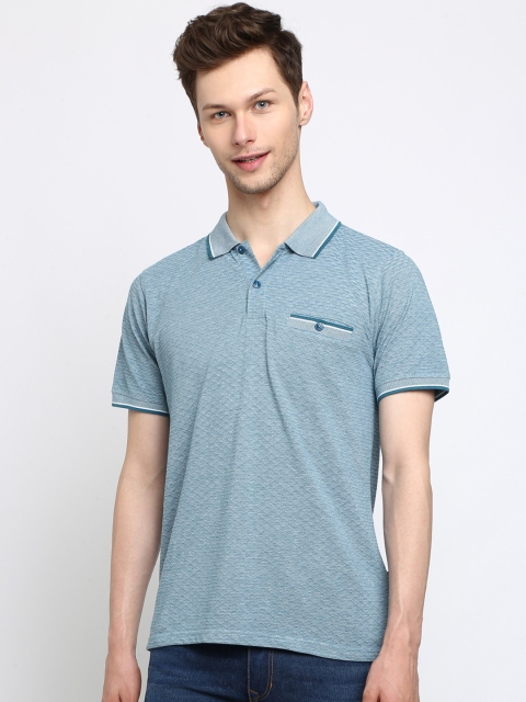 

Crocodile Men Blue Printed Polo Collar T-shirt