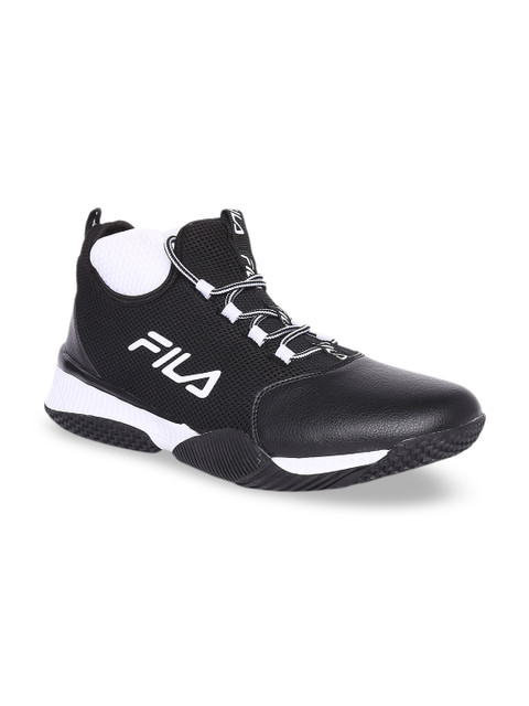 

FILA Men Black Mesh Mid-Top Basketball Shoes